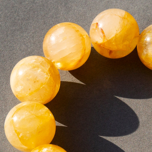 Rare Orange Hematite Quartz | Large 15mm Natural Stone Power Stone Bracelet (Vivid Energy Colors)