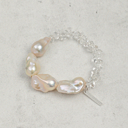 PURAPERLA バロックパール × クリアクォーツ エナジーブレスレット Baroque Pearl & Clear Quartz Bracelet