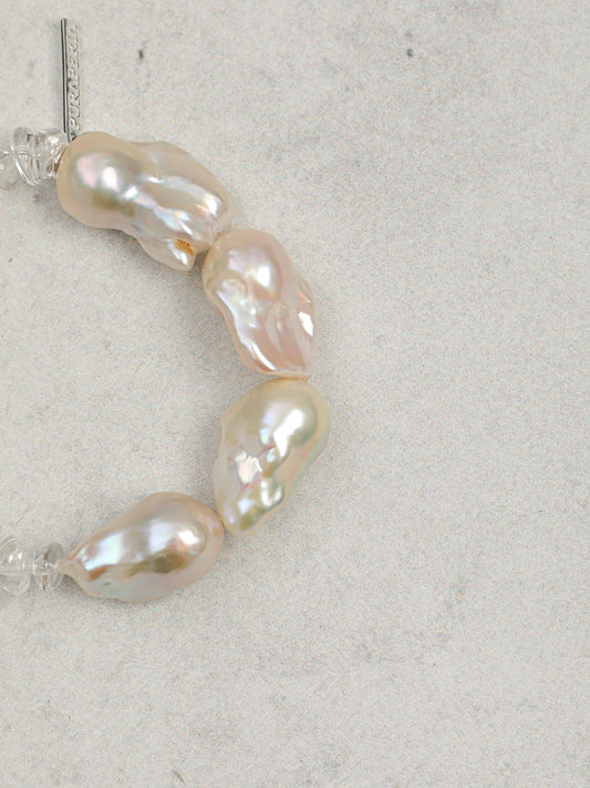 PURAPERLA バロックパール × クリアクォーツ エナジーブレスレット Baroque Pearl & Clear Quartz Bracelet