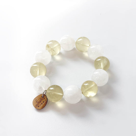 MIORI レモンクォーツ × ホワイトファントム ナチュラルエナジーブレスレット|大粒15mm+ 天然石パワーストーン