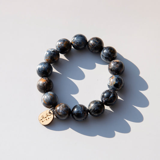 Pietersite | Large 14.5mm Natural Stone Power Stone Bracelet (Swirling Lightning Stone)