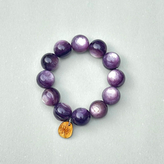 Lepidolite Natural Stone Bracelet, Power Stone, Largegrains